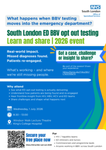 South London ED BBV opt out testing 2026 event flier