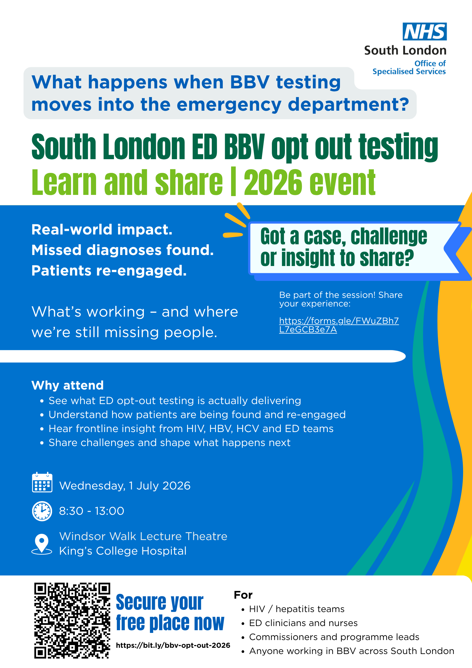 South London ED BBV opt out testing: Learn and share 2026 event | South ...